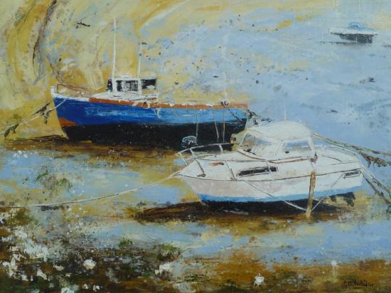  bateaux sur la plage à St Malo 61x46  421
